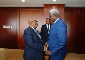 Pre. Azali Assoumani and H.E Moussa Faki Mahamat at the AU Headquarters. Credit: African Union