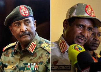 Sudanese Armed Forces (SAF) Chief Abdel Fattah al-Burhan and paramilitary Rapid Support Forces (RSF) head Mohamed Hamdan Dagalo. Credit: The East African