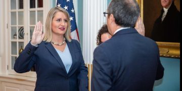 Allen Liz is pictured at the event of her swearing-in. Credit: Twitter/Allen Liz