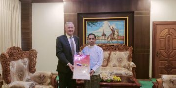 Nikolay Listopadov visits Union Minister for International Cooperation Myanmar. Credit: Global New Light Of Myanmar
