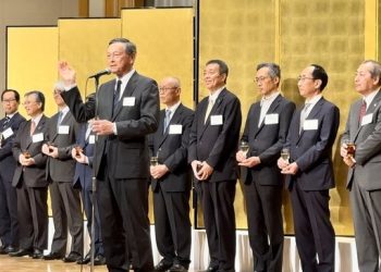 The president of the Middle East Institute of Japan (MEIJ), Akitaka Saiki speaking at the meeting of organized by the institute for Japanese ambassador’s designate in the Middle East. Credit: ANJ photo