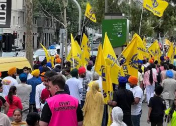 Khalistan backers protesting in front of the Indian consulate in San Francisco. Credit: American Baazar